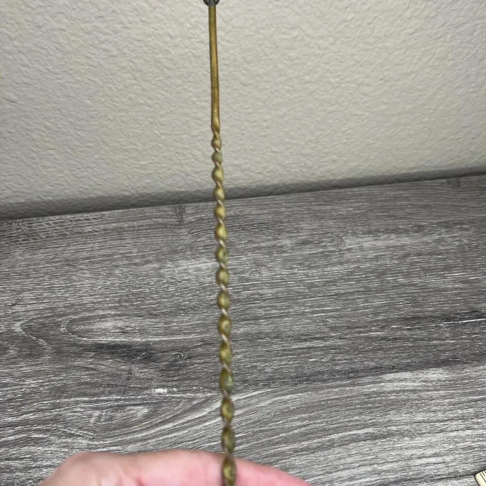 Vintage Brass Cone Shape Candle Snuffer Floral Design Spiral Stem